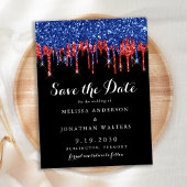 Budget Black Blue Glitzer Tropfen Save the Date