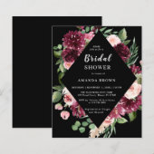 Budget Black Boho Floral Bridal Dusche Einladung (Vorne/Hinten)