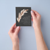 Budget Black Boho Pampas elegante Hochzeit einlade Flyer (Gruppe)