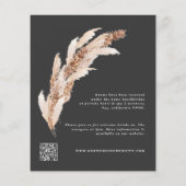 Budget Black Boho Pampas elegante Hochzeit einlade Flyer (Hinten)