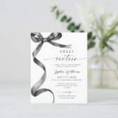 Budget Black Bow Sweet 16 Geburtstag Einladung (Stehend Vorderseite)