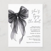 Budget Black Bow Watercolor Brautparty Einladung (Vorderseite)