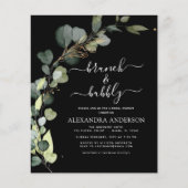 Budget Black Brunch & Bubbly QR Code Einladung (Vorderseite)
