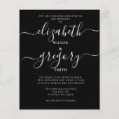 Budget Black Calligraphy Wedding Einladung (Vorderseite)