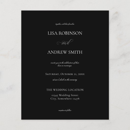 Budget Black Calligraphy Wedding Flyer (Vorne)