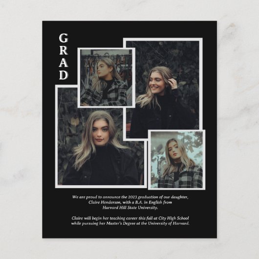 Budget Black Classy Foto Collage Abschluss (Rückseite)