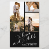 Budget Black Collage 4 Foto Hochzeit Einladung (Vorderseite)