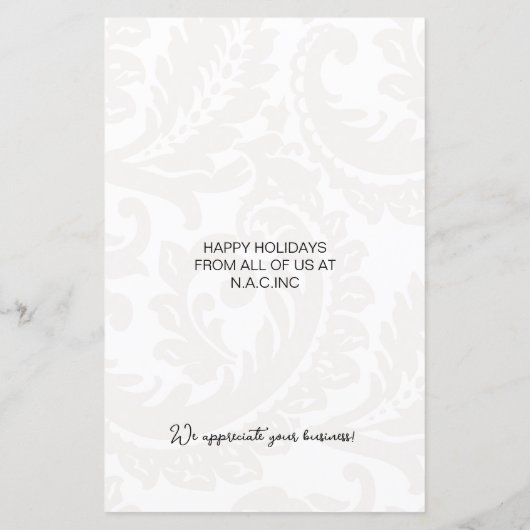 Budget Black Damask Weihnachtsbaum Weihnachtskarte (Rückseite)