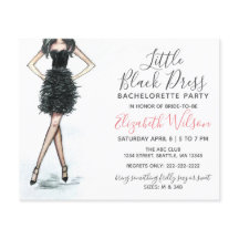 Budget Black Dress Junggeselinnen-Abschied Einladu