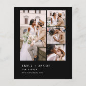 Budget Black Elegant Minimalistisch Hochzeitseinla Flyer (Vorne)