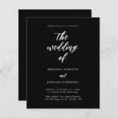 Budget Black Elegant Script Einladung (Vorne/Hinten)