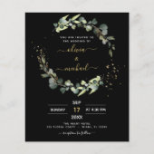 Budget Black Eucalyptus Wedding Einladungen Flyer (Vorne)