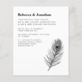 Budget Black Feather Wedding Einladung (Vorderseite)