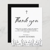 Budget Black Floral Memorial Danke Karte (Vorne/Hinten)