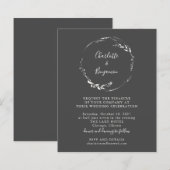 Budget Black Floral Wreath Script Einladung (Vorne/Hinten)