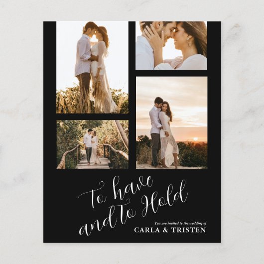 Budget Black Foto Collage Hochzeit Einladung (Vorderseite)