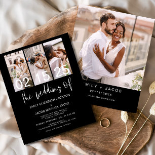 Budget Black Four Foto Hochzeit Einladung
