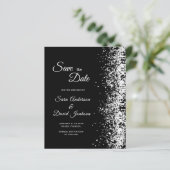 Budget Black Glitzer Save the Date Einladung (Stehend Vorderseite)