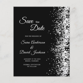 Budget Black Glitzer Save the Date Einladung