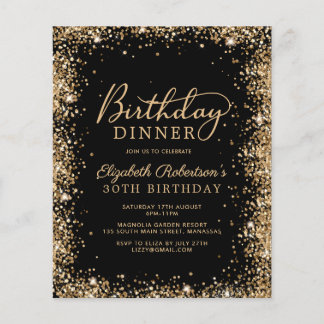 Budget-Black-Gold-30.-Geburtstags-Dinner-Einladung