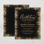 Budget Black Gold 40th Birthday Dinner Invitation (Vorne/Hinten)