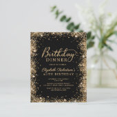 Budget Black Gold 40th Birthday Dinner Invitation (Stehend Vorderseite)