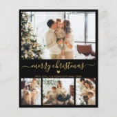 Budget Black Gold 4 Foto Collage Weihnachtskarte (Vorderseite)
