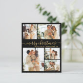 Budget Black Gold 5 Foto Collage Weihnachtskarte (Stehend Vorderseite)