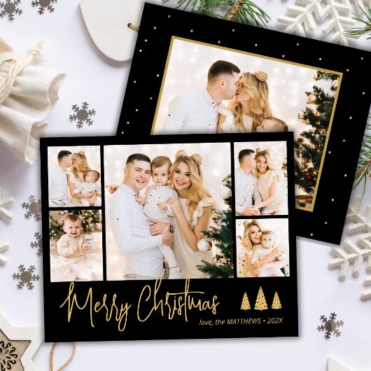 Budget Black Gold 5 Foto Collage Weihnachtskarte
