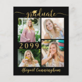 Budget Black Gold 5 Foto Graduate Ankündigung (Vorderseite)