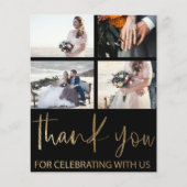 Budget Black/Gold 5 Photo Thank You Wedding (Vorderseite)