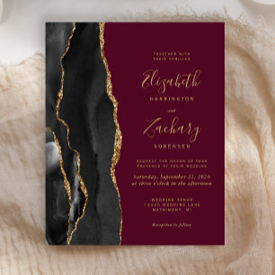 Budget Black Gold Achat Burgunder Hochzeitseinladu