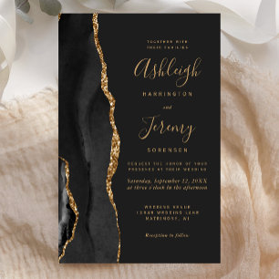 Budget Black Gold Achat Dunkle Hochzeitseinladung
