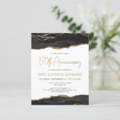 Budget Black Gold Agate 50th Anniversary Invite (Stehend Vorderseite)