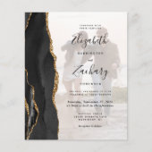 Budget Black Gold Agate 5-Foto Hochzeit Einladung (Vorderseite)