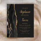 Budget Black Gold Agate Brush Script Hochzeit