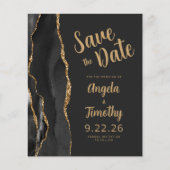 Budget Black Gold Agate Dark Modern Save the Date (Vorderseite)