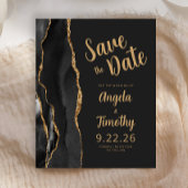 Budget Black Gold Agate Dark Modern Save the Date