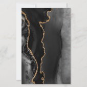 Budget Black Gold Agate Dark Wedding Einladung (Rückseite)