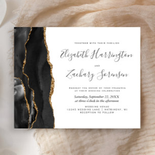 Budget Black Gold Agate Einladung