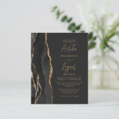 Budget Black Gold Agate Elegante Script Hochzeit (Stehend Vorderseite)