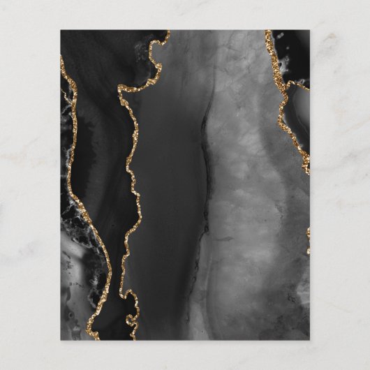 Budget Black Gold Agate Elegante Script Hochzeit (Rückseite)