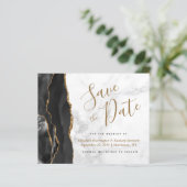 Budget Black Gold Agate Gray Marmor Save the Date (Stehend Vorderseite)