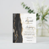 Budget Black Gold Agate Marble QR Code Wedding (Stehend Vorderseite)