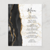 Budget Black Gold Agate Marble Wedding Menu (Vorderseite)