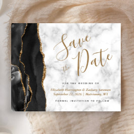 Budget Black Gold Agate Marmor Save the Date