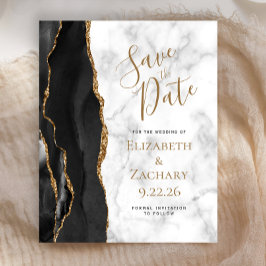 Budget Black Gold Agate Marmor Save the Date