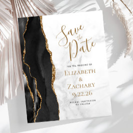 Budget Black Gold Agate Marmor Save the Date
