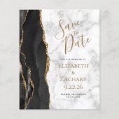 Budget Black Gold Agate Marmor Save the Date (Vorderseite)