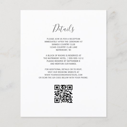 Budget Black Gold Agate QR Code Hochzeitsempfang (Rückseite)